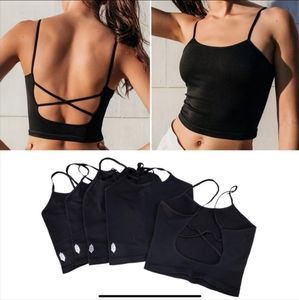 RSERVED NWOT Free People Strappy Back Tighten Up Tank Black NOWT